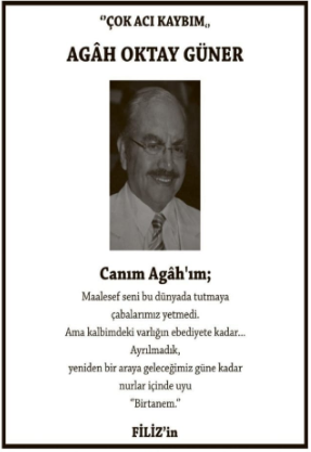 Ağah Oktay Güner – Hürriyet ölüm ilanı (10 Eylül 2025)