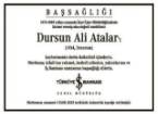 Dursun Ali Atalar – Hürriyet cenaze ilanı (10 Eylül 2025)