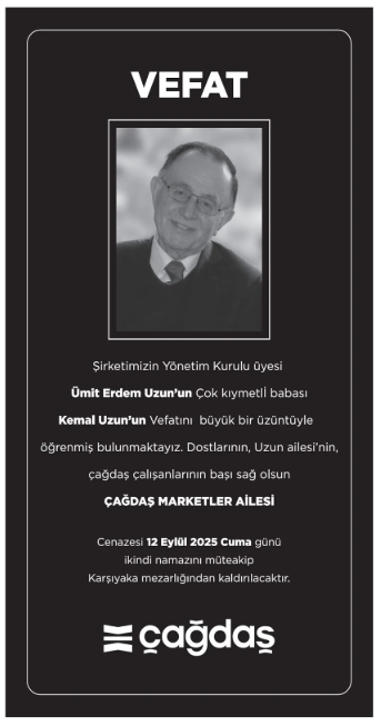 Kemal Uzun – Hürriyet vefat ilanı (12 Eylül 2025)