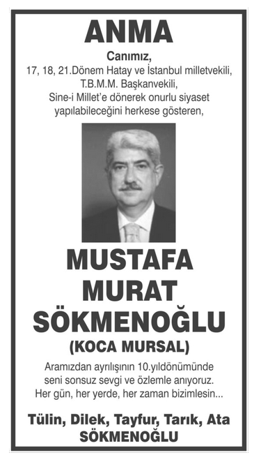 Mustafa Murat Sökmenoğlu – Hürriyet anma ilanı (11 Eylül 2025)