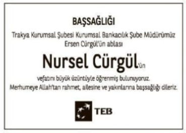 Nursel Cürgül – Hürriyet cenaze ilanı (1 Ekim 2025)