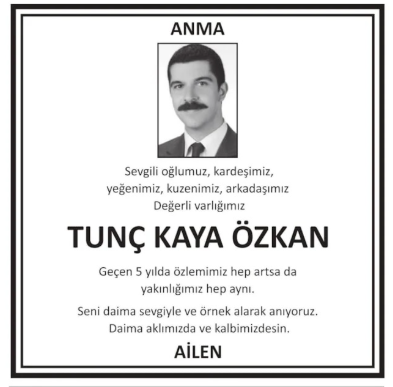 Tunç Kaya Özkan – Hürriyet anma ilanı (24 Ekim 2025)