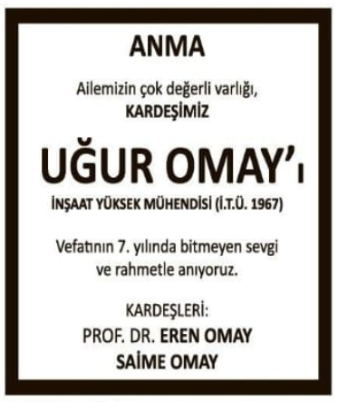 Uğur Omay – Hürriyet anma ilanı (11 Ekim 2025)