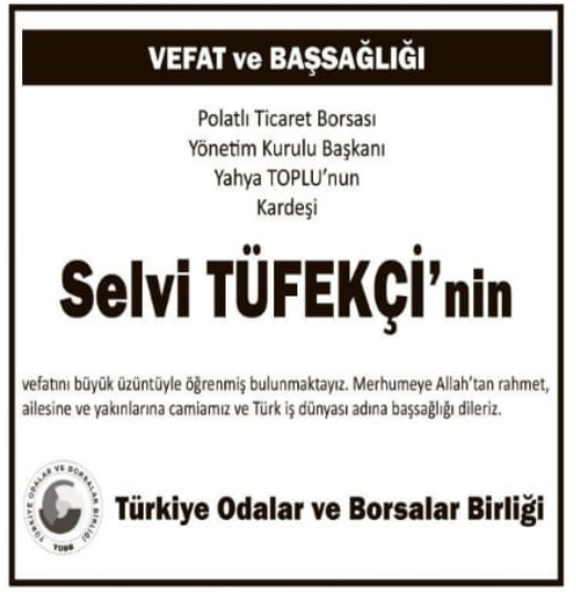 Selvi Tüfekçi – Hürriyet vefat ilanı (20 Kasım 2025)