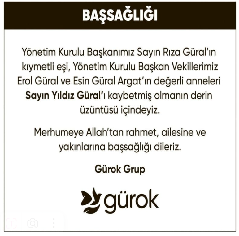 Yıldız Güral – Hürriyet başsağlığı ilanı (22 Kasım 2025)