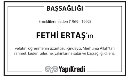 Fethi Ertaş – Hürriyet başsağlığı ilanı (1 Ocak 2025)