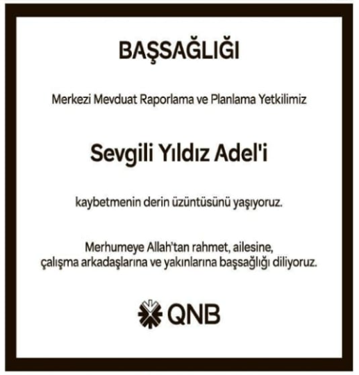Yıldız Adel – Hürriyet başsağlığı ilanı (9 Ocak 2026)