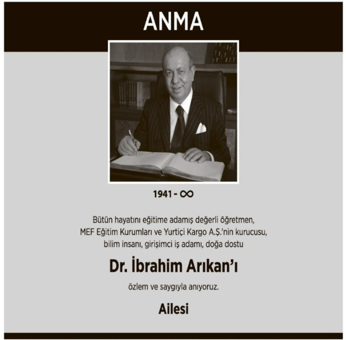 Dr. İbrahim Arıkan – Hürriyet anma ilanı (2 Şubat 2026)
