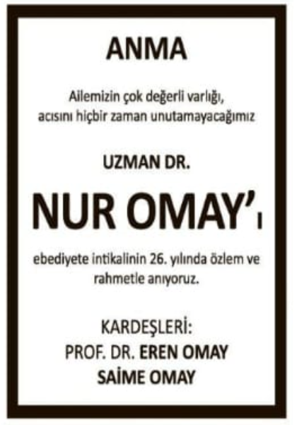 Nur Omay – Hürriyet anma ilanı (5 Şubat 2026)